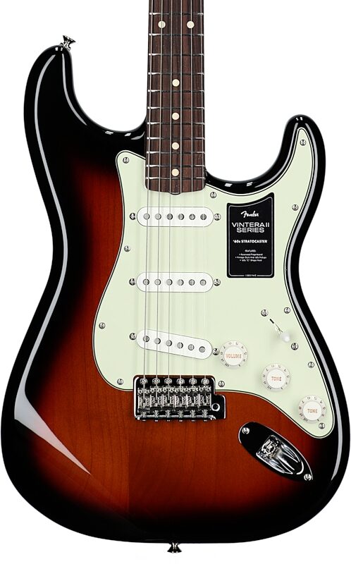 Fender Vintera II '60s Stratocaster Electric Guitar, Rosewood Fingerboard (with Gig Bag), 3-Color Sunburst, Body Straight Front