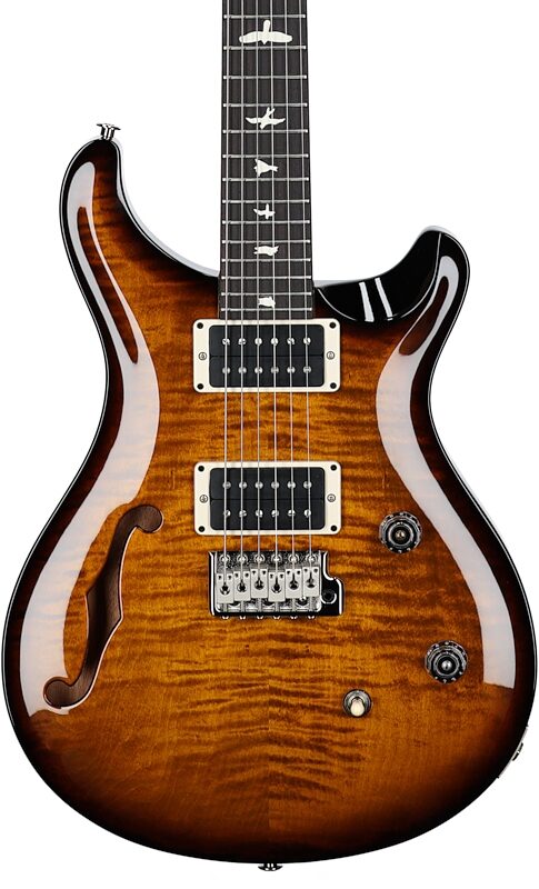 PRS Paul Reed Smith CE 24 Semi-Hollowbody Electric Guitar (with Gig Bag), Black Amber, Body Straight Front