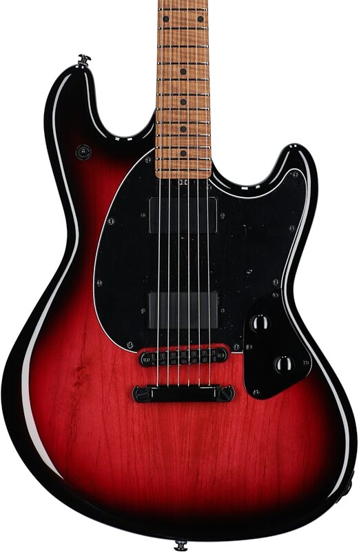 Ernie Ball Music Man StingRay HT Electric Guitar (with Case), Raspberry Burst, Body Straight Front