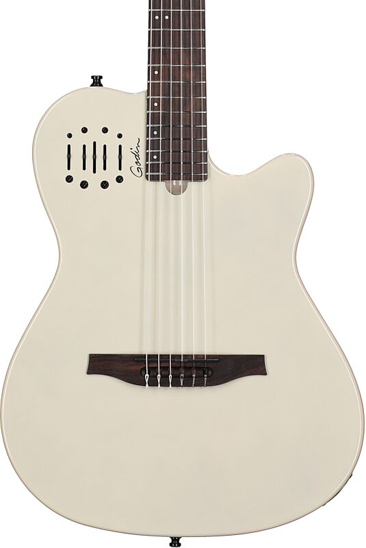 Godin Multiac Mundial Classical Acoustic-Electric Guitar (with Gig Bag), Ozark Cream, Body Straight Front