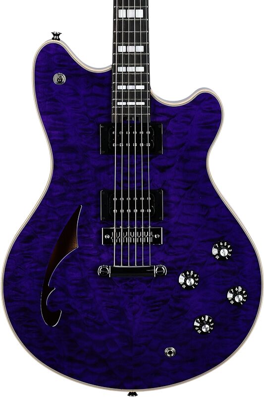 EVH Eddie Van Halen SA-126 Special Quilted Maple Electric Guitar (with Case), Transparent Purple, Open Box (Very Good), Body Straight Front