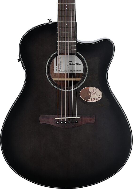 Ibanez AAM70CE Advanced Acoustic-Electric Guitar, Transparent Charcoal Burst, Body Straight Front