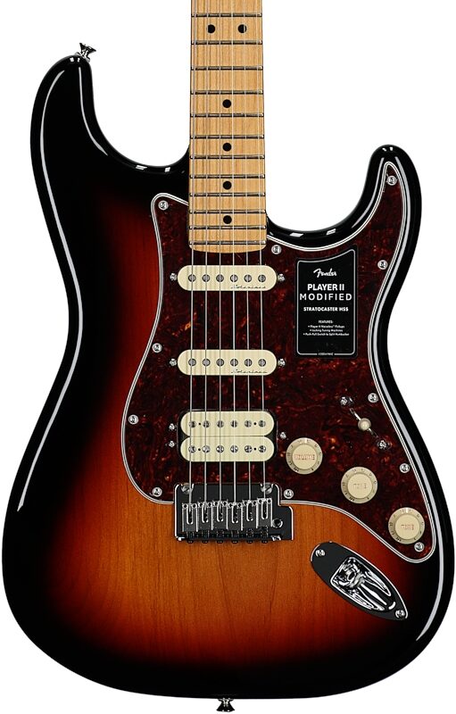 Fender Player II Modified HSS Stratocaster Electric Guitar, Maple Fingerboard (with Gig Bag), 3-Color Sunburst, Body Straight Front