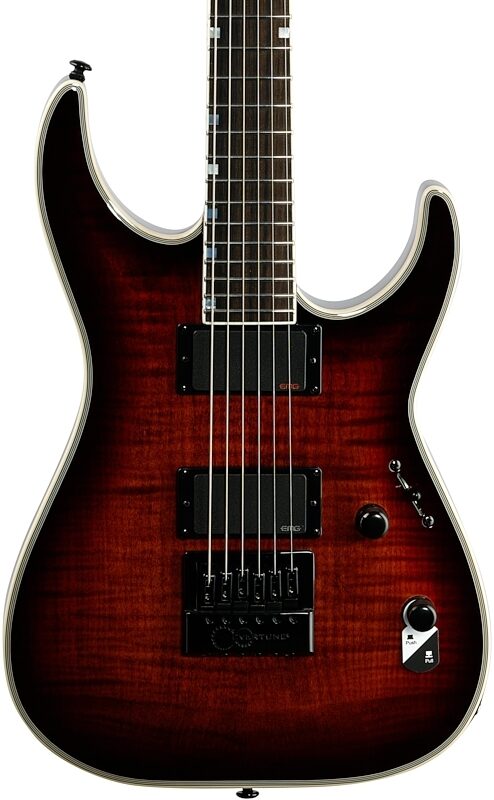 ESP LTD MH-1000ET EverTune Electric Guitar, Dark Brown Sunburst, Body Straight Front