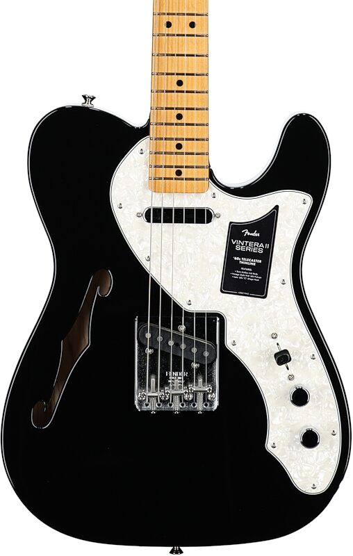 Fender Vintera II '60s Telecaster Thinline Electric Guitar, Maple Fingerboard (with Gig Bag), Black, Body Straight Front