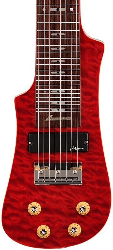 Vorson LT-230-8 Active Lap Steel Guitar, 8-String (with Gig Bag), Transparent Red Quilt, Body Straight Front