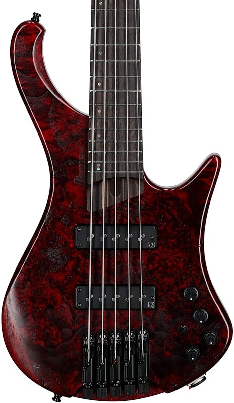 Ibanez EHB1505 Bass Guitar, 5-String (with Gig Bag), Stained Wine Red, Body Straight Front