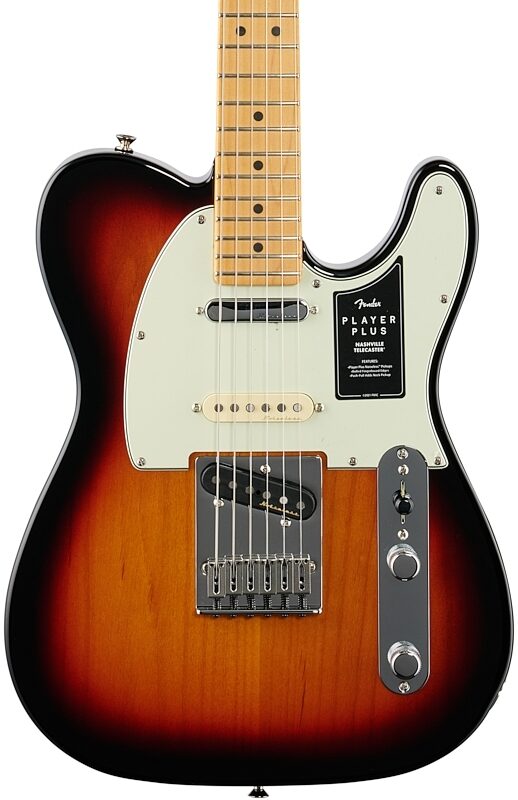 Fender Player Plus Nashville Telecaster Electric Guitar, Maple Fingerboard (with Gig Bag), 3-Color Sunburst, Body Straight Front