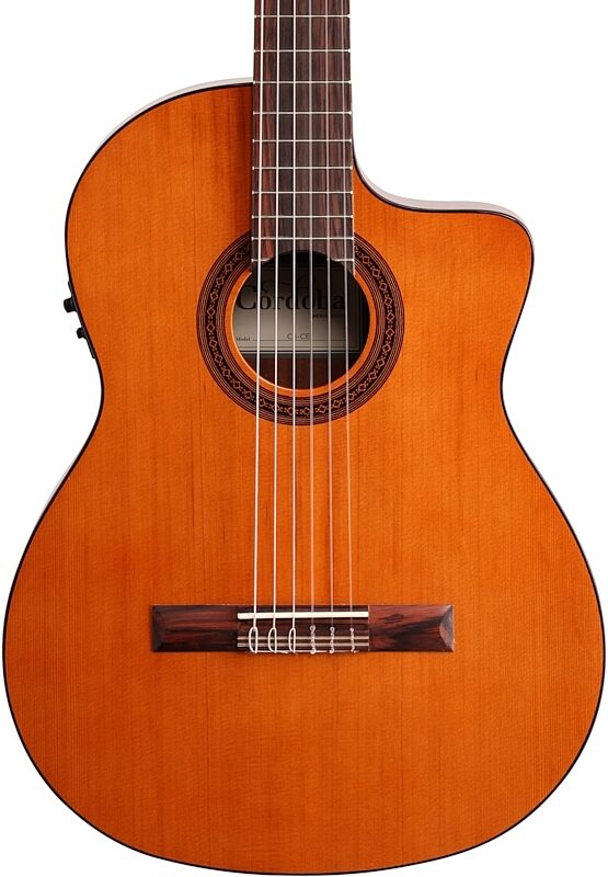 Cordoba C5-CE Classical Acoustic-Electric Guitar, Natural, Solid Cedar Top, Blemished, Body Straight Front