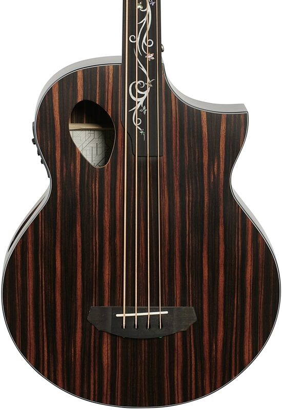 Michael Kelly Dragonfly 4 Port Acoustic-Electric Bass Guitar, Ovangkol Fretless Fingerboard, Java, Body Straight Front