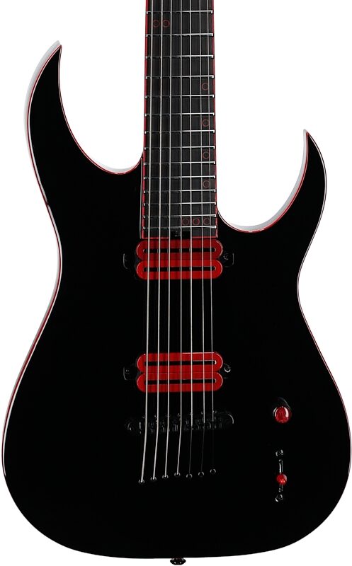 Schecter Sunset 7 Red Dawn 7-String Electric Guitar, Gloss Black, Body Straight Front