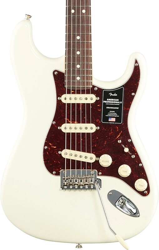 Fender American Professional II Stratocaster Electric Guitar, Rosewood Fingerboard (with Case), Olympic White, Body Straight Front