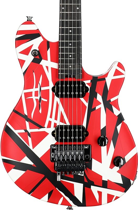 EVH Eddie Van Halen Wolfgang Special Ebony Fingerboard Electric Guitar, Striped Red/Black/White, Body Straight Front