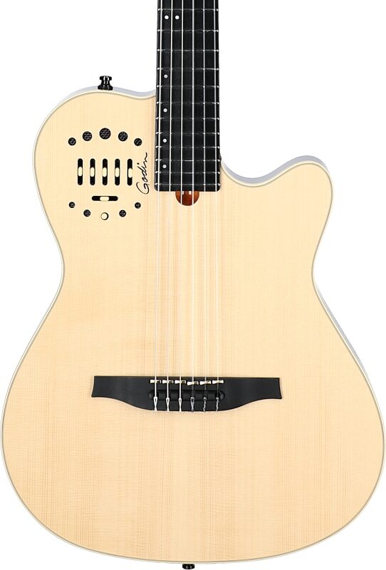 Godin Multiac Nylon Deluxe Acoustic-Electric Guitar (with Gig Bag), Natural, Body Straight Front