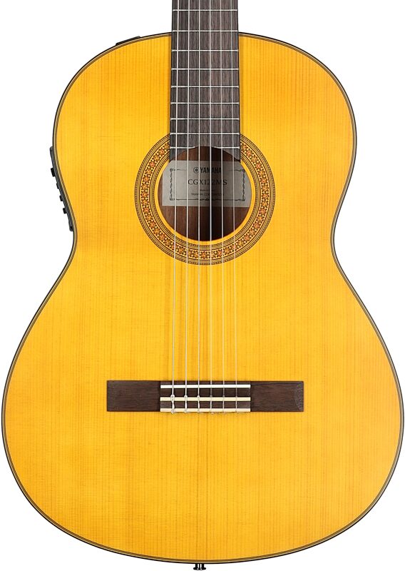 Yamaha CGX122MS Spruce Top Classical Acoustic-Electric Guitar, Natural, Body Straight Front
