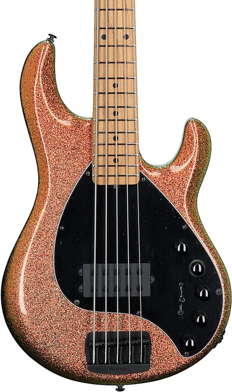 Ernie Ball Music Man DarkRay 5 Electric Bass Guitar (with Case), Gold Bar, Body Straight Front