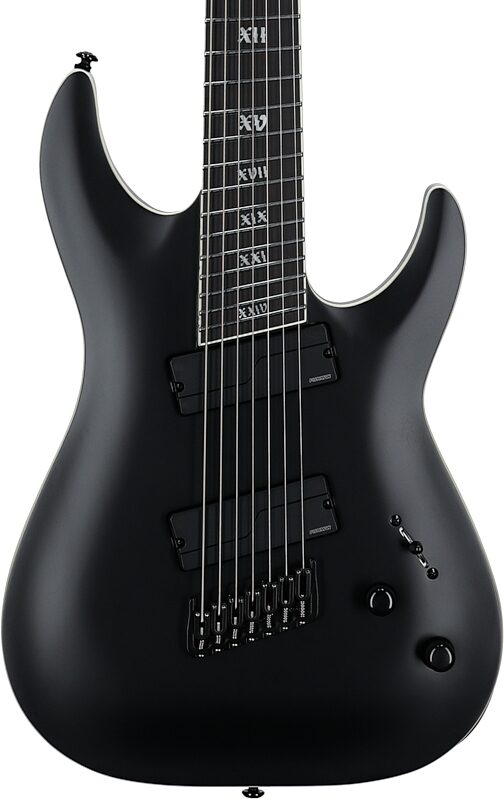 Schecter C-7 Multiscale SLS Elite Evil Twin Electric Guitar, Satin Black, Body Straight Front
