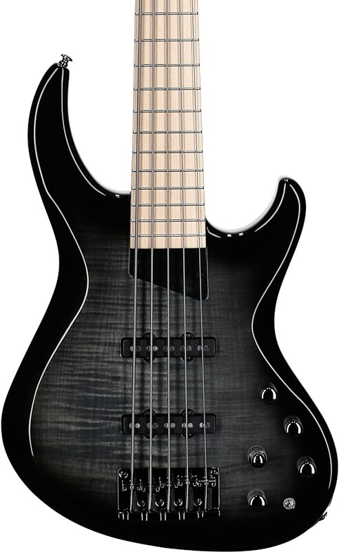 MTD Kingston Saratoga Deluxe 5 Electric Bass, 5-String (with Maple Fingerboard), Transparent Black Burst, Open Box (Very Good), Body Straight Front