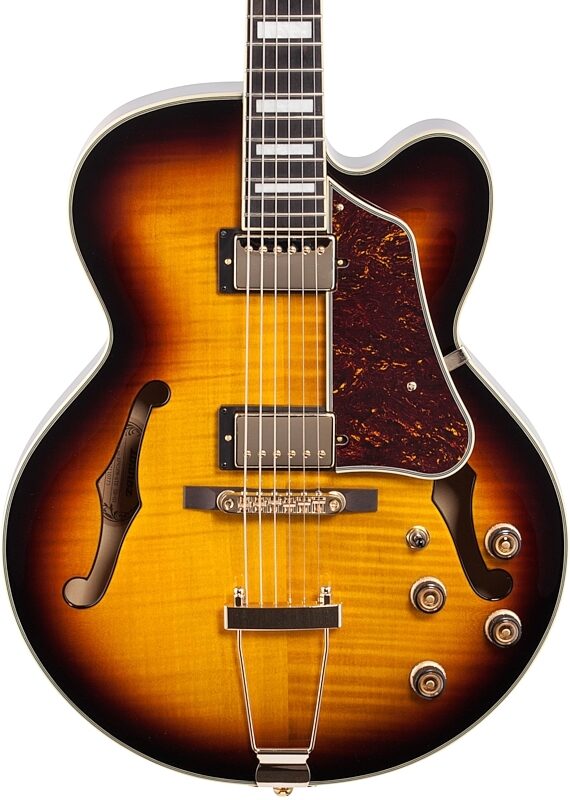 Ibanez Artcore Expressionist AF95FM Hollowbody Electric Guitar, Antique Yellow Sunburst, Body Straight Front