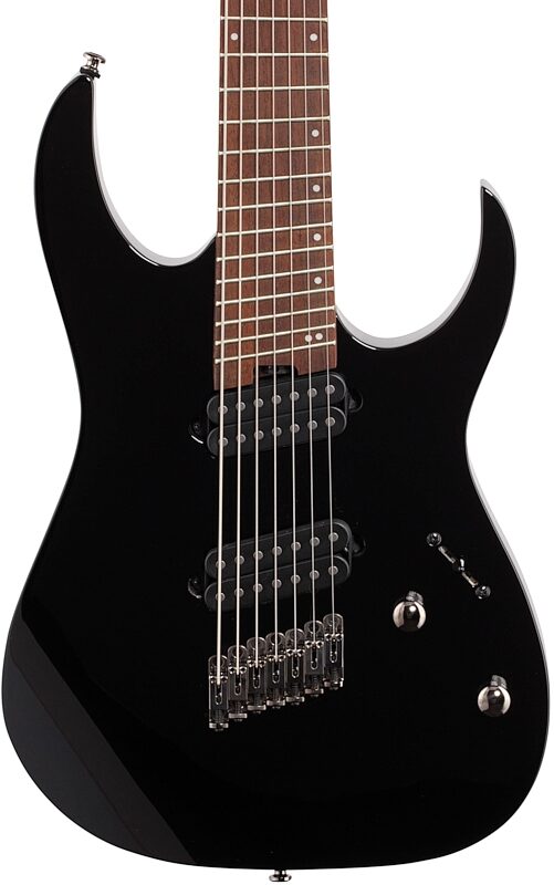 Ibanez RGMS7 Multi-Scale Electric Guitar, Black, Body Straight Front
