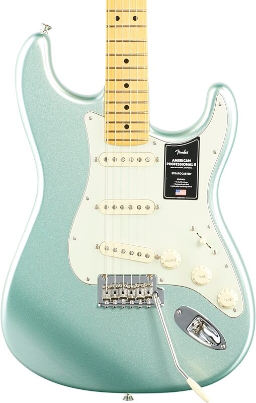 Fender American Pro II Stratocaster Electric Guitar, Maple Fingerboard (with Case), Surf Green, Body Straight Front