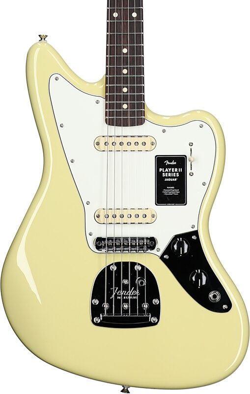 Fender Player II Jaguar Electric Guitar, with Rosewood Fingerboard, Hialeah Yellow, Body Straight Front