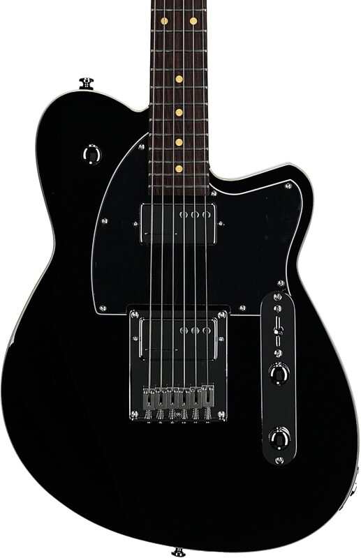 Reverend Crosscut Electric Guitar, Midnight Black, Rosewood Fretboard, Body Straight Front
