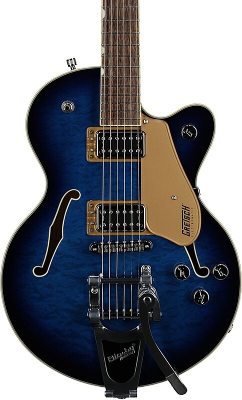 Gretsch G5655TQM Electromatic Center Block Junior Single-Cut Electric Guitar (with Bigsby Tremolo), Hudson Sky, Body Straight Front