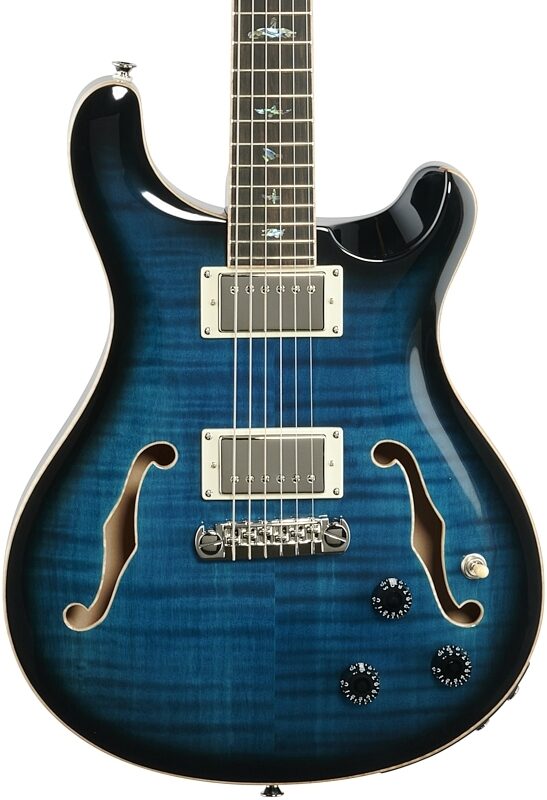 PRS Paul Reed Smith SE Hollowbody II Piezo Electric Guitar (with Case), Peacock Blue, Body Straight Front