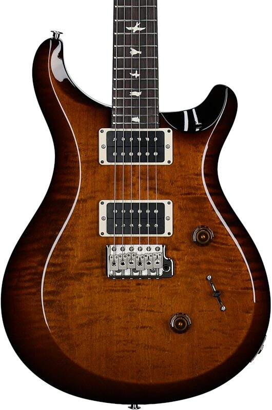 PRS Paul Reed Smith S2 Custom 24 Gloss Pattern Thin Electric Guitar (with Gig Bag), Black Amber, Body Straight Front