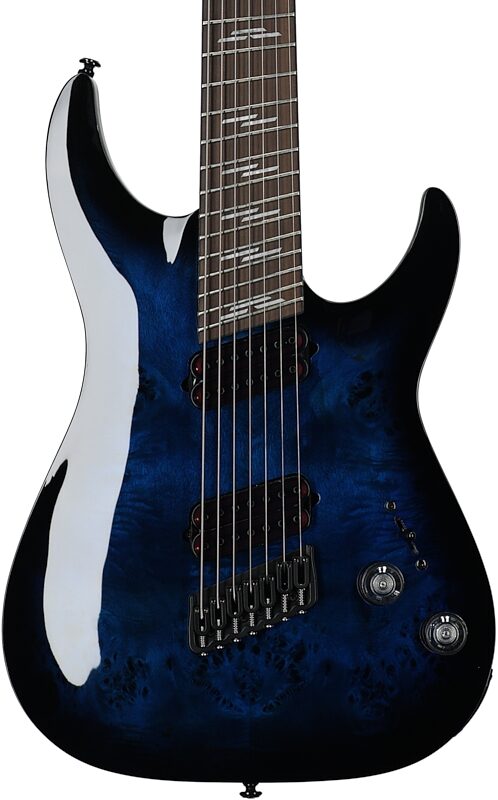 Schecter Omen Elite-7 Multiscale Electric Guitar, 7-String, Blue Burst, Body Straight Front