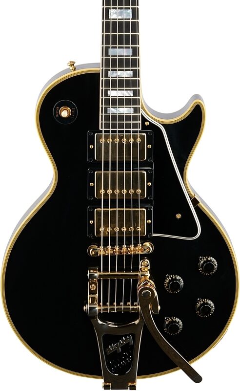 Gibson Custom '57 Les Paul Custom Black Beauty Electric Guitar (with Case), Ebony, with Bigsby, Body Straight Front