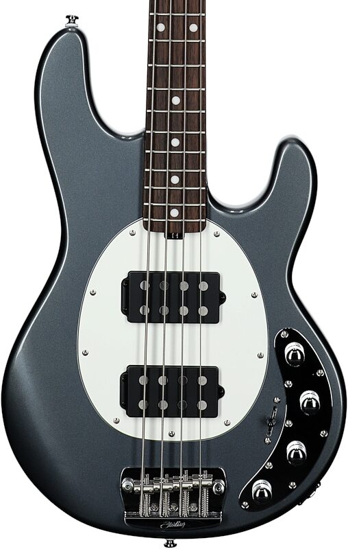 Sterling by Music Man StingRay Ray34HH Electric Bass (with Gig Bag), Charcoal Frost, Body Straight Front