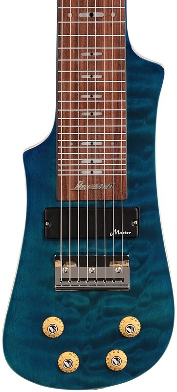 Vorson LT-230-8 Active Lap Steel Guitar, 8-String (with Gig Bag), Transparent Blue Quilt, Body Straight Front