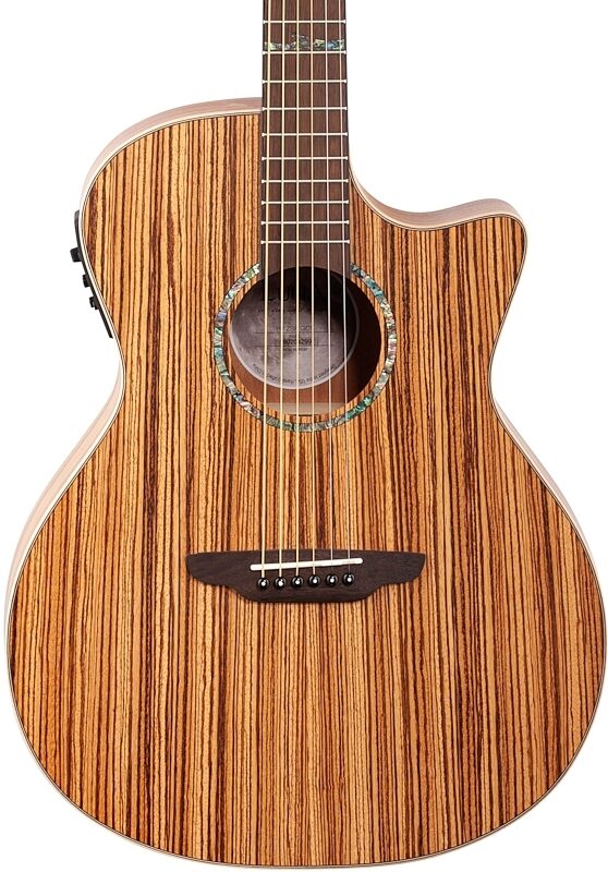 Luna High Tide Zebrawood GC Acoustic-Electric Guitar, New, Body Straight Front