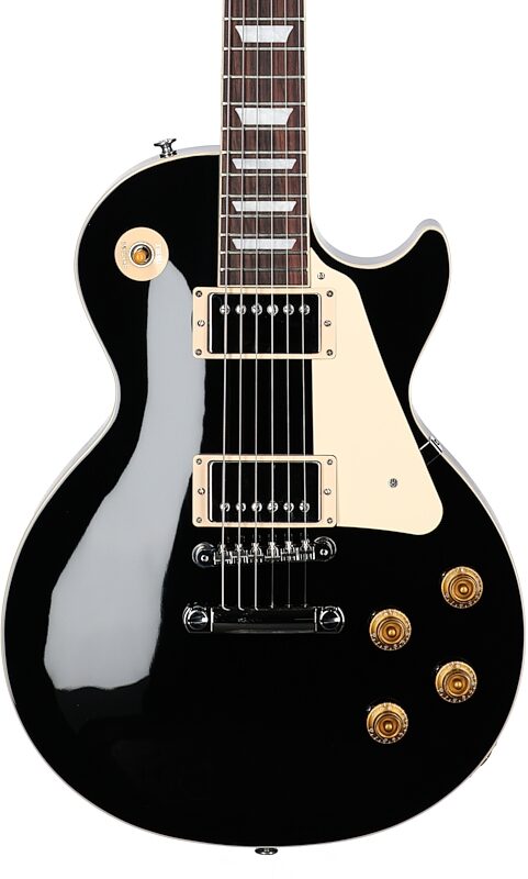 Gibson Les Paul Standard 50s Custom Color Electric Guitar, Plain Top (with Case), Ebony, Body Straight Front