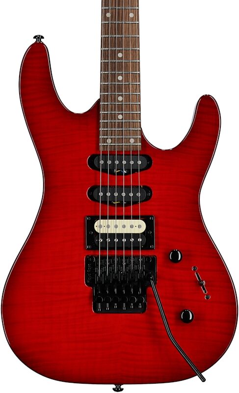 Kramer Striker Figured HSS Electric Guitar, with Laurel Fingerboard, Transparent Red, Body Straight Front