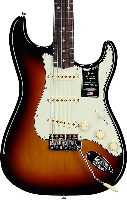 Fender American Vintage II 1961 Stratocaster Electric Guitar, Rosewood Fingerboard (with Case), 3-Color Sunburst, Body Straight Front