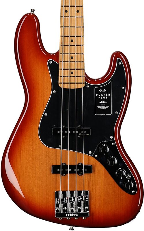Fender Player Plus Jazz Electric Bass, Maple Fingerboard (with Gig Bag), Sienna Sunburst, Body Straight Front