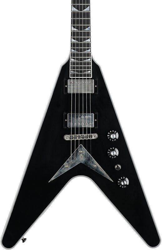 Gibson Custom Shop Dave Mustaine Flying V EXP VOS Electric Guitar (with Case), Ebony, Body Straight Front