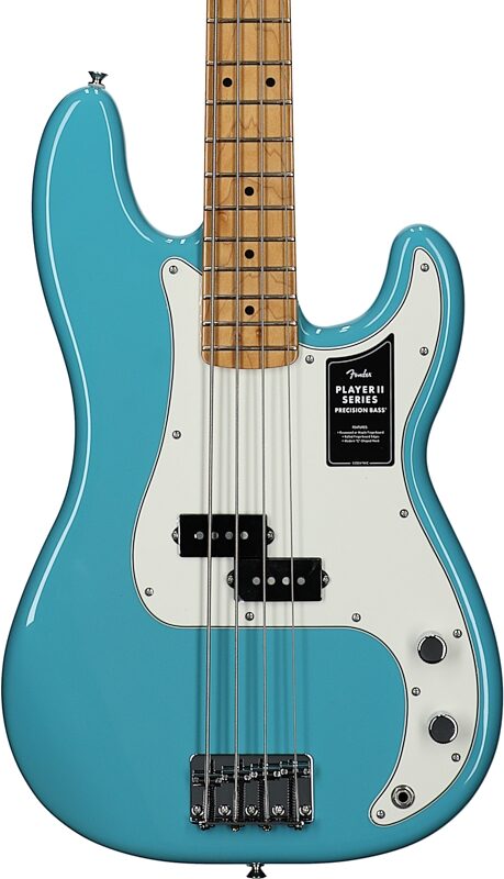 Fender Player II Precision Electric Bass, with Maple Fingerboard, Aquatone Blue, Body Straight Front