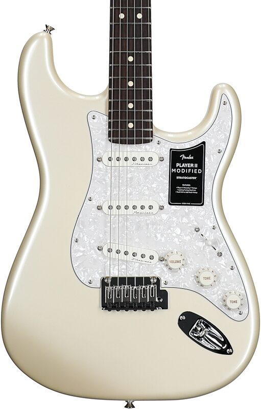 Fender Player II Modified Stratocaster Electric Guitar, Rosewood Fingerboard (with Gig Bag), Olympic White, Body Straight Front