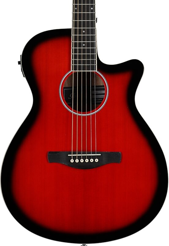 Ibanez AEG7 Acoustic-Electric Guitar, Transparent Red Sunburst, Body Straight Front
