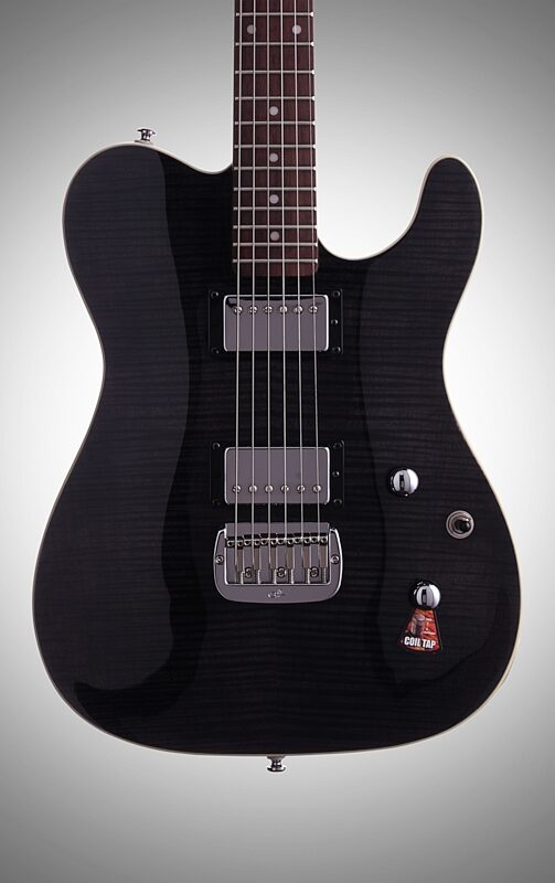 G&L Tribute ASAT Deluxe Carved Top Electric Guitar, Rosewood Fretboard, Transparent Black, Body Straight Front