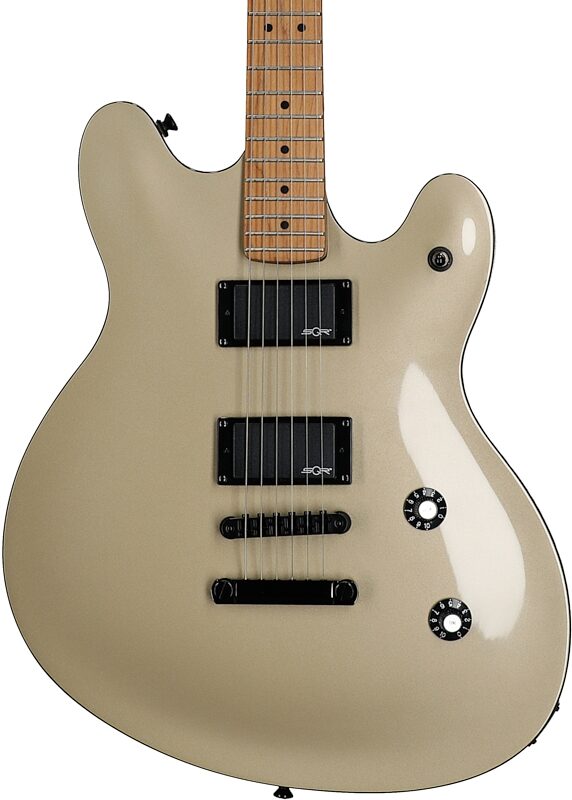 Squier Contemporary Active Starcaster, with Maple Fingerboard, Shoreline Gold, Body Straight Front