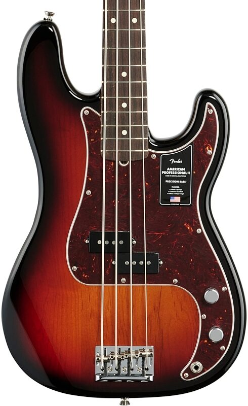 Fender American Pro II Precision Electric Bass, Rosewood Fingerboard (with Case), 3-Color Sunburst, Body Straight Front