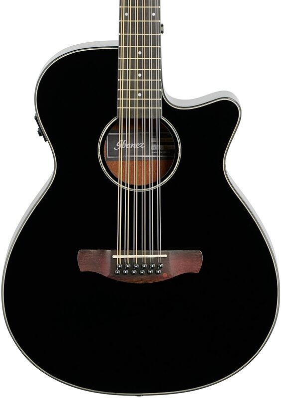 Ibanez AEG5012 Acoustic-Electric Guitar, 12-String, Black, Body Straight Front
