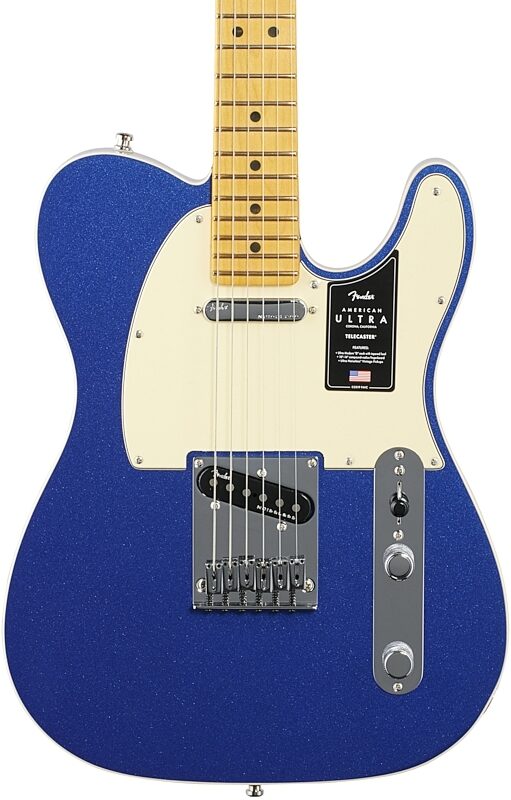 Fender American Ultra Telecaster Electric Guitar, Maple Fingerboard (with Case), Cobra Blue, Body Straight Front