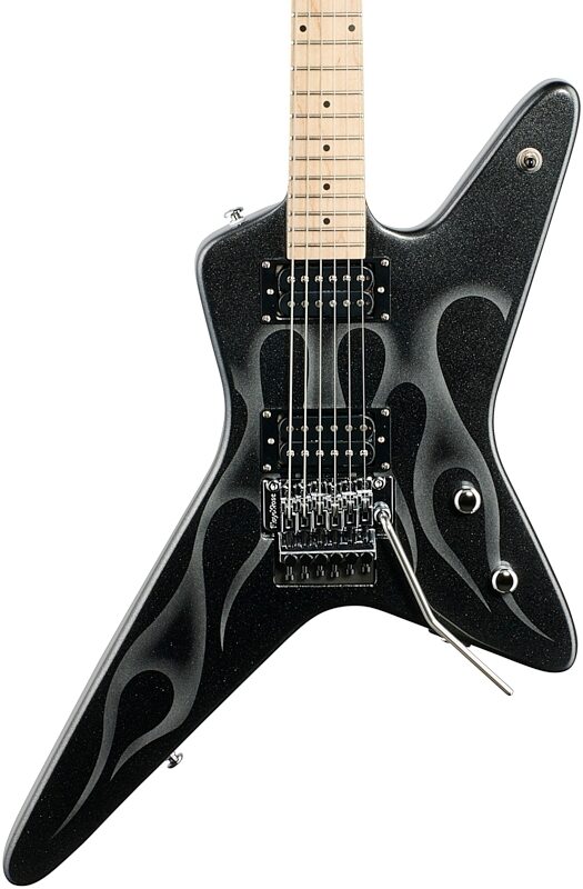 Kramer Tracii Guns Gunstar Voyager Electric Guitar (with Gig Bag), Black Metal, Custom Graphics, Body Straight Front