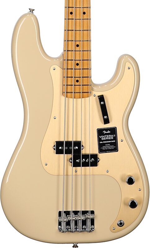 Fender Vintera II '50s Precision Electric Bass, Maple Fingerboard (with Gig Bag), Desert Sand, Body Straight Front